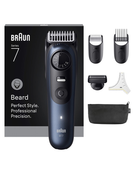 Braun Beardtrimmer 7 Bt7520 Bateria 40 2 Cm Mokry & Suchy Czarny, Niebieski