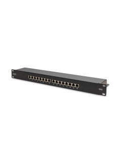 Digitus Panel Krosowy (Patch Panel) 19'' 16X Rj45, Lsa Poziom, Kat.6, Ekranowany, 1U, Czarny, Prowadnica Kabli