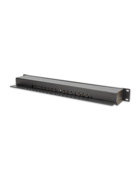 Digitus Panel Krosowy (Patch Panel) 19'' 16X Rj45, Lsa Poziom, Kat.6, Ekranowany, 1U, Czarny, Prowadnica Kabli