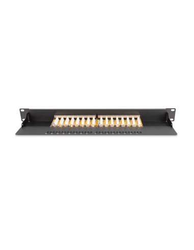 Digitus Panel Krosowy (Patch Panel) 19'' 16X Rj45, Lsa Poziom, Kat.6, Ekranowany, 1U, Czarny, Prowadnica Kabli