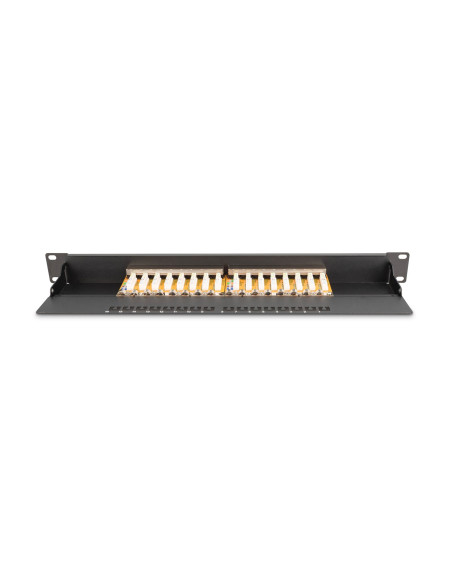 Digitus Panel Krosowy (Patch Panel) 19'' 16X Rj45, Lsa Poziom, Kat.6, Ekranowany, 1U, Czarny, Prowadnica Kabli