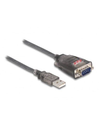 Delock Adapter Usb 2.0 Typu-A Na 1 X Złącze Męskie Szeregowe Rs-232 D-Sub 9 Pinów Z Wkrętami, 3 X Led, 1 M