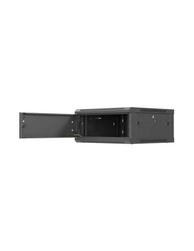 Lanberg Szafa Instalacyjna Rack Wisząca 19" 4U 600X600 Czarna Drzwi Metalowe (Flat Pack)