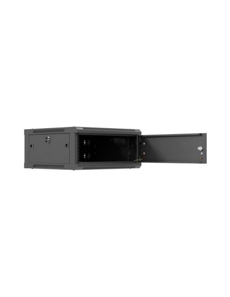 Lanberg Szafa Instalacyjna Rack Wisząca 19" 4U 600X600 Czarna Drzwi Metalowe (Flat Pack)