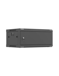 Lanberg Szafa Instalacyjna Rack Wisząca 19" 4U 600X450 Czarna Drzwi Metalowe (Flat Pack)