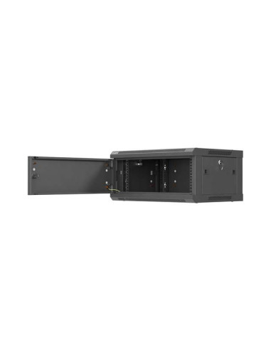 Lanberg Szafa Instalacyjna Rack Wisząca 19" 4U 600X450 Czarna Drzwi Metalowe (Flat Pack)