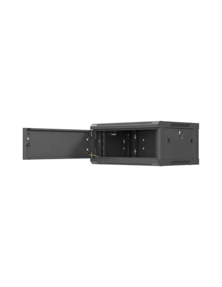 Lanberg Szafa Instalacyjna Rack Wisząca 19" 4U 600X450 Czarna Drzwi Metalowe (Flat Pack)