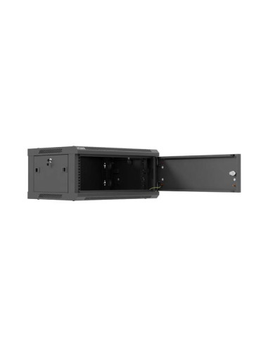 Lanberg Szafa Instalacyjna Rack Wisząca 19" 4U 600X450 Czarna Drzwi Metalowe (Flat Pack)