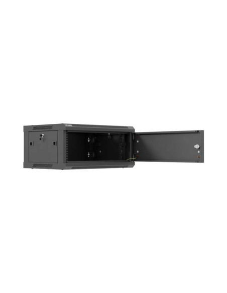 Lanberg Szafa Instalacyjna Rack Wisząca 19" 4U 600X450 Czarna Drzwi Metalowe (Flat Pack)