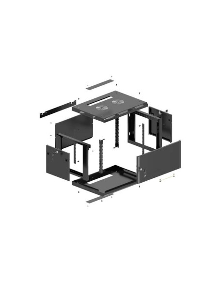 Lanberg Szafa Instalacyjna Rack Wisząca 19" 4U 600X450 Czarna Drzwi Metalowe (Flat Pack)
