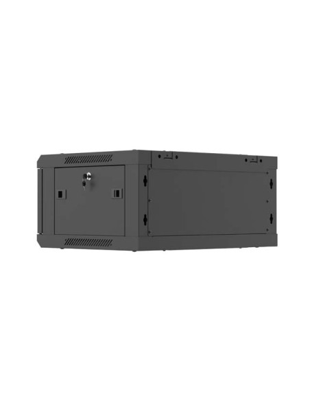 Lanberg Szafa Instalacyjna Rack Wisząca 19" 4U 600X450 Czarna Drzwi Metalowe (Flat Pack)