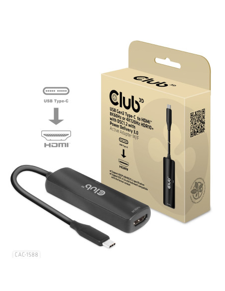 Club3D Cac-1588 Adapter Kablowy 0,17 M Usb Type-C Hdmi Czarny