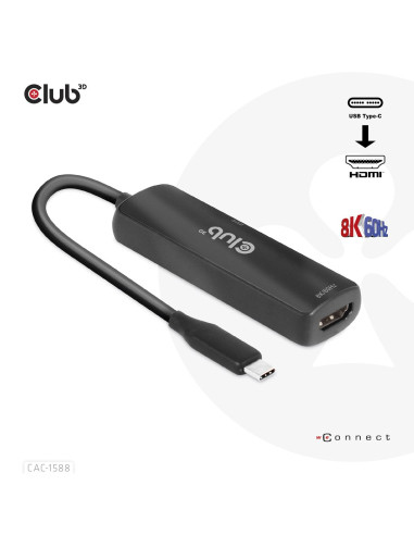 Club3D Cac-1588 Adapter Kablowy 0,17 M Usb Type-C Hdmi Czarny