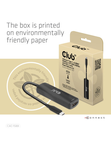 Club3D Cac-1588 Adapter Kablowy 0,17 M Usb Type-C Hdmi Czarny