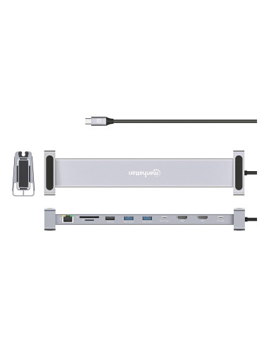 Manhattan 190398 Stacja Dokująca Przewodowa Usb 3.2 Gen 1 (3.1 Gen 1) Type-C Szary