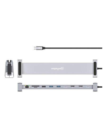 Manhattan 190398 Stacja Dokująca Przewodowa Usb 3.2 Gen 1 (3.1 Gen 1) Type-C Szary
