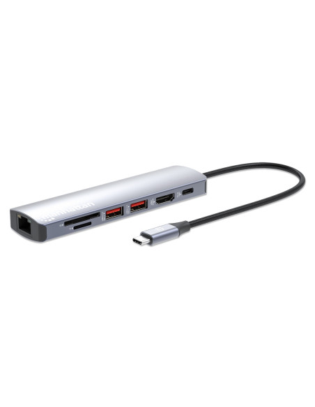 Manhattan 153966 Stacja Dokująca Przewodowa Usb 3.2 Gen 2 (3.1 Gen 2) Type-C Srebrny