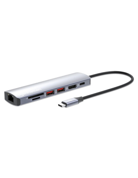 Manhattan 153966 Stacja Dokująca Przewodowa Usb 3.2 Gen 2 (3.1 Gen 2) Type-C Srebrny