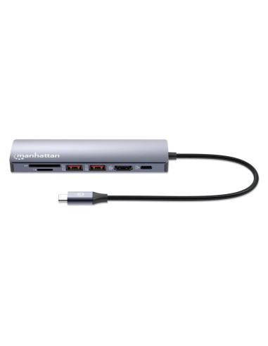 Manhattan 153966 Stacja Dokująca Przewodowa Usb 3.2 Gen 2 (3.1 Gen 2) Type-C Srebrny