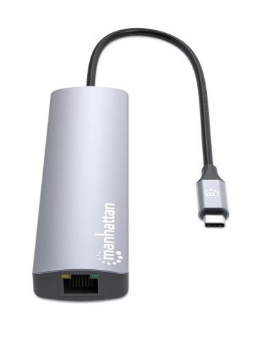 Manhattan 153966 Stacja Dokująca Przewodowa Usb 3.2 Gen 2 (3.1 Gen 2) Type-C Srebrny