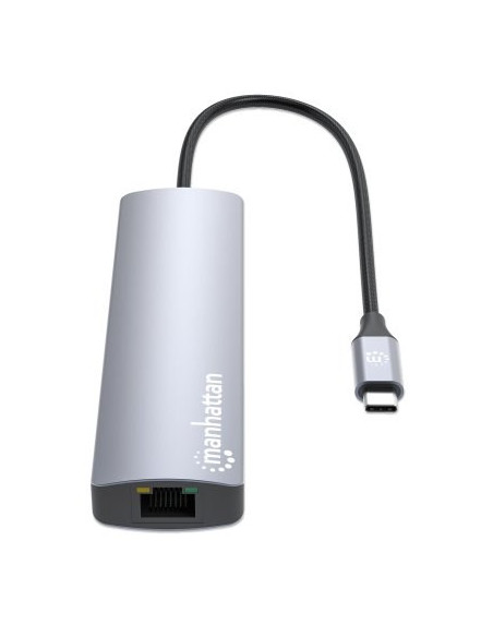 Manhattan 153966 Stacja Dokująca Przewodowa Usb 3.2 Gen 2 (3.1 Gen 2) Type-C Srebrny