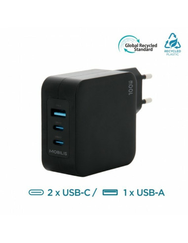 Mobilis Charger 100W 2Usb C 1Usba Gan Cable 100W Laptop, Smartfon, Tablet Czarny Prąd Przemienny Wewnętrzna
