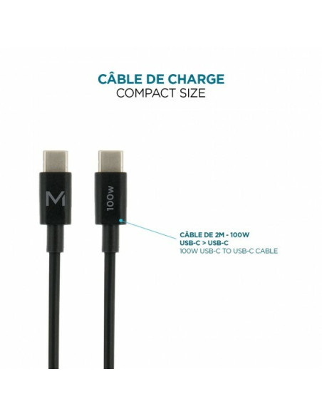 Mobilis Charger 100W 2Usb C 1Usba Gan Cable 100W Laptop, Smartfon, Tablet Czarny Prąd Przemienny Wewnętrzna