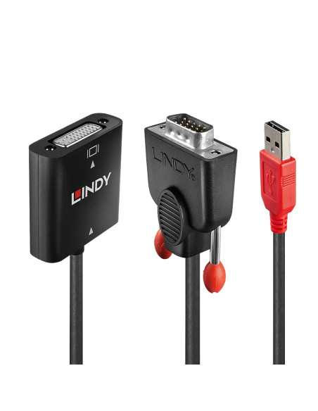 Lindy 38184 Adapter Kablowy 0,2 M Dvi-D Vga (D-Sub) + Usb Czarny, Pomarańczowy