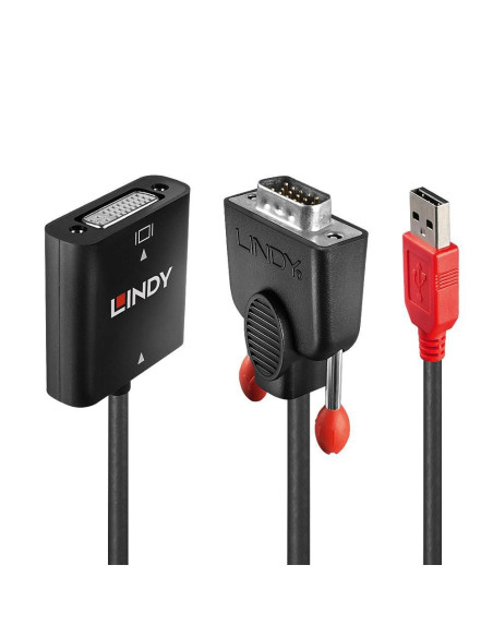 Lindy 38184 Adapter Kablowy 0,2 M Dvi-D Vga (D-Sub) + Usb Czarny, Pomarańczowy