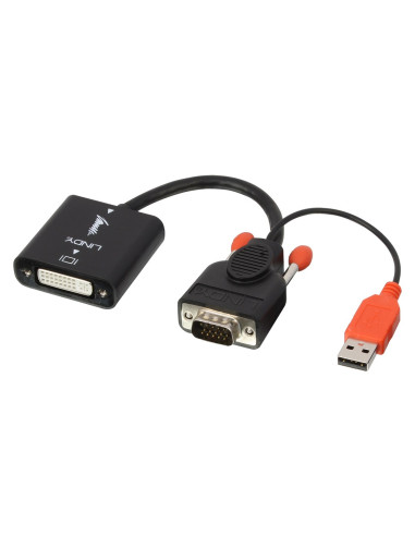 Lindy 38184 Adapter Kablowy 0,2 M Dvi-D Vga (D-Sub) + Usb Czarny, Pomarańczowy