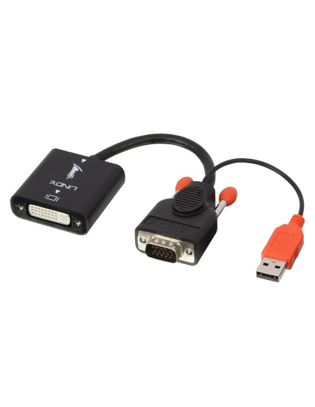 Lindy 38184 Adapter Kablowy 0,2 M Dvi-D Vga (D-Sub) + Usb Czarny, Pomarańczowy