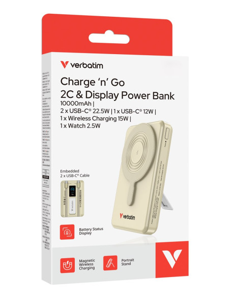 Verbatim 32274 Bank Mocy Litowo-Polimerowy (Lipo) 10000 Mah Bezprzewodowe Ładowanie Złoto