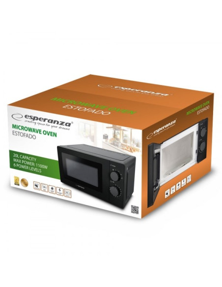 Esperanza Estofado Blat Mikrofalówka Solo 20 L 700 W Czarny