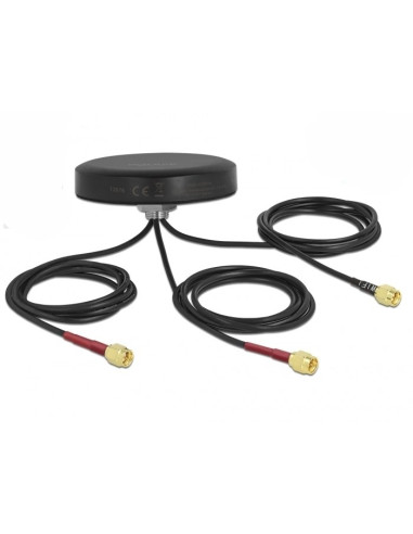Delock Antena Dwupasmowa Lte Mimo Wlan 802.11 Ac/Ax/A/H/B/G/N 3 X Sma Męski Rg-174 1 M Montaż Na Śruby, Polowa, Czarna