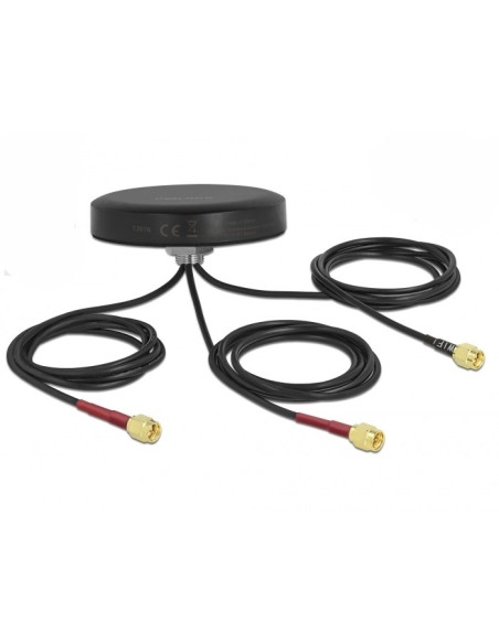 Delock Antena Dwupasmowa Lte Mimo Wlan 802.11 Ac/Ax/A/H/B/G/N 3 X Sma Męski Rg-174 1 M Montaż Na Śruby, Polowa, Czarna