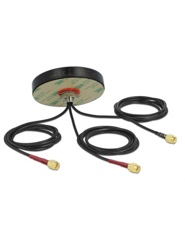Delock Antena Dwupasmowa Lte Mimo Wlan 802.11 Ac/Ax/A/H/B/G/N 3 X Sma Męski Rg-174 1 M Montaż Na Śruby, Polowa, Czarna