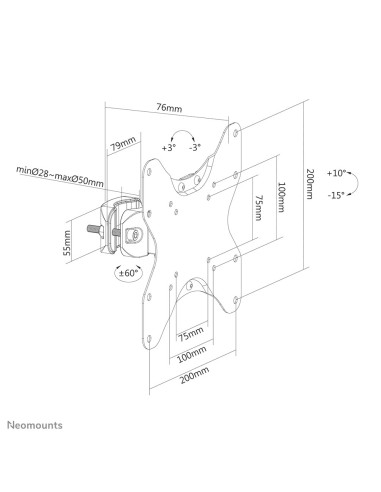 Neomounts Fl40-430Bl12 Uchwyt Do Telewizorów 106,7 Cm (42") Czarny