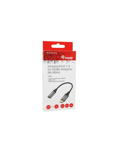 Equip 133446 Adapter Kablowy 0,15 M Displayport Hdmi Czarny, Szary