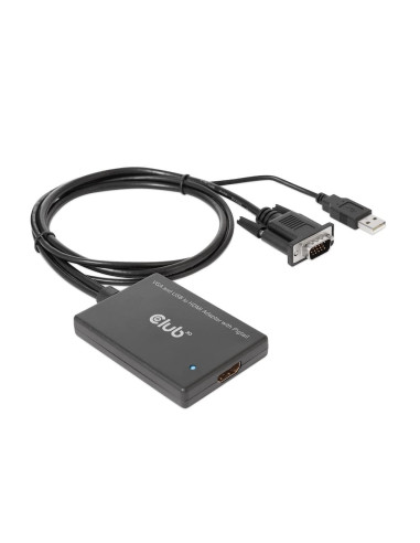 Club3D Cac-1720 Adapter Kablowy 0,6 M Hdmi Typu A (Standard) Vga (D-Sub) + Usb Czarny