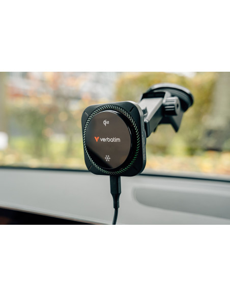 Verbatim Charge 'N' Drive Qi2 Rgb Smartfon Czarny Usb Bezprzewodowe Ładowanie Szybkie Ładowanie Automatyczna