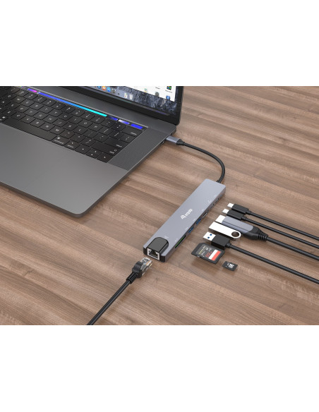 Equip 133497 Stacja Dokująca Przewodowa Usb Type-C Czarny, Szary