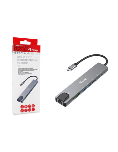 Equip 133497 Stacja Dokująca Przewodowa Usb Type-C Czarny, Szary