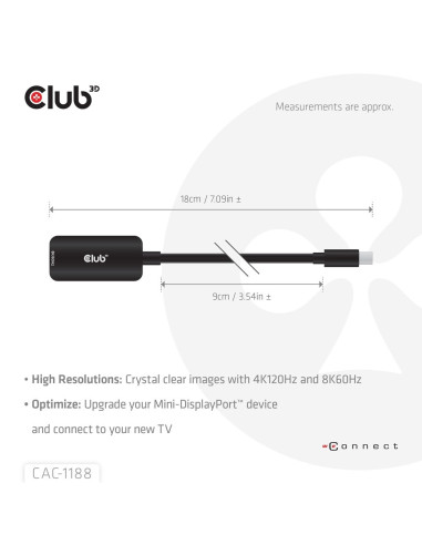 Club3D Cac-1188 Adapter Kablowy 0,09 M Mini Displayport Hdmi Czarny