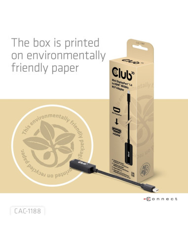 Club3D Cac-1188 Adapter Kablowy 0,09 M Mini Displayport Hdmi Czarny