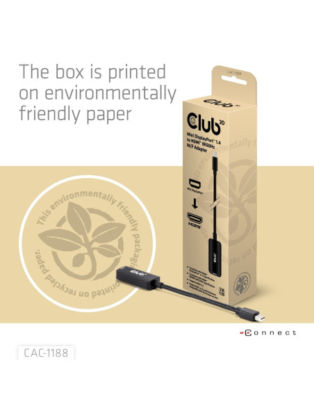 Club3D Cac-1188 Adapter Kablowy 0,09 M Mini Displayport Hdmi Czarny