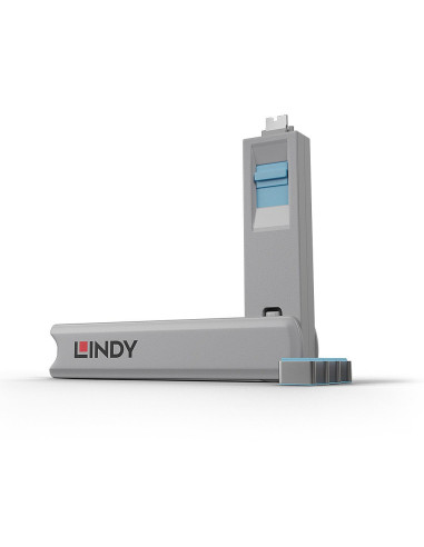Lindy 40465 Bloker Portów Blokada Portu + Klucz Usb Type-C Niebieski Kopolimer Akrylonitrylo-Butadieno-Styrenowy (Abs) 1 Szt.