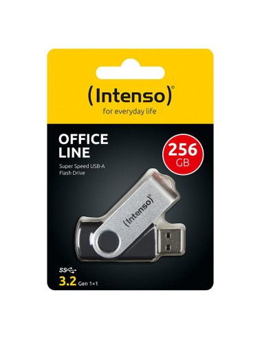Intenso Usb 256Gb Office Line 3.2 Gen1 Silver-Black Pamięć Usb Usb Typu-A 3.2 Gen 1 (3.1 Gen 1) Czarny, Srebrny