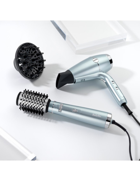 Babyliss Hydro-Fusion Hydro Fusion Air Styler Szczotka Z Gorącym Powietrzem Ciepły Kolor Aqua, Czarny, Metaliczny 700 W 2,5 M