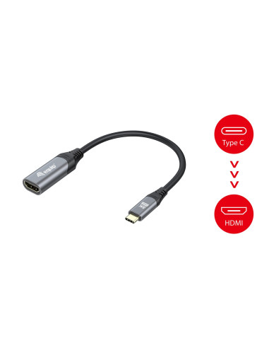 Equip 133492 Adapter Kablowy 0,15 M Usb Type-C Hdmi Czarny, Szary