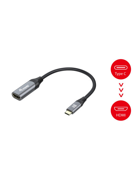 Equip 133492 Adapter Kablowy 0,15 M Usb Type-C Hdmi Czarny, Szary